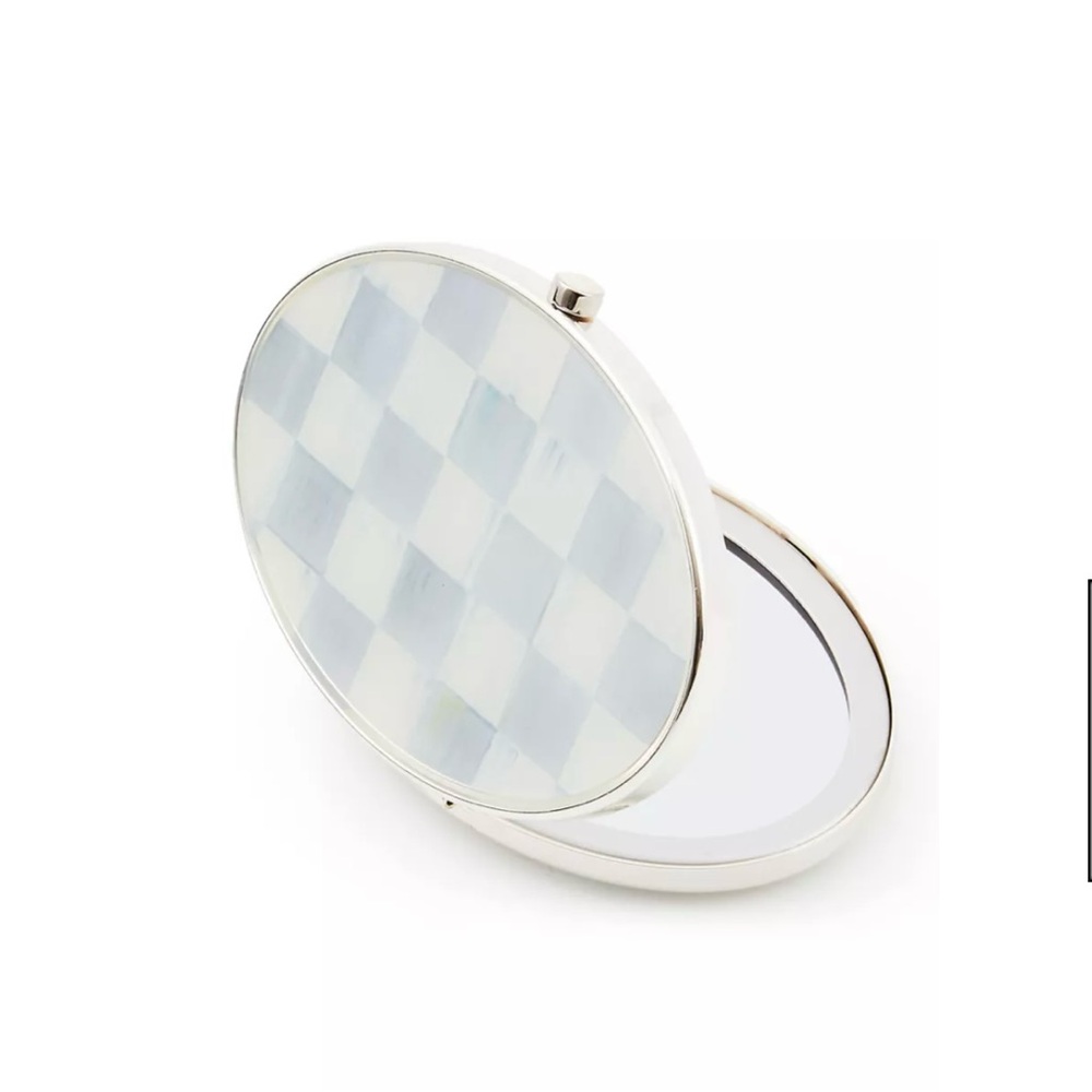 MacKenzie-Childs Compact Mirror Sterling Check Silver Plated - Picture 3 of 10